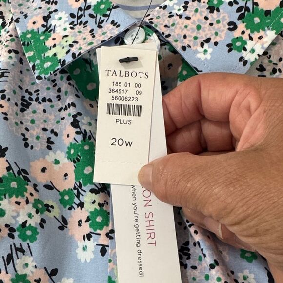 Talbots Blue Floral Button Down Shirt Size 20W NWT - Picture 10 of 12